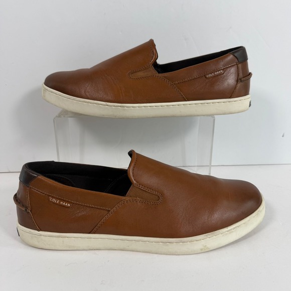 Cole Haan 12M Pinch Weekend Leather Slip On Sneakers Brown Casual Shoes Loafer